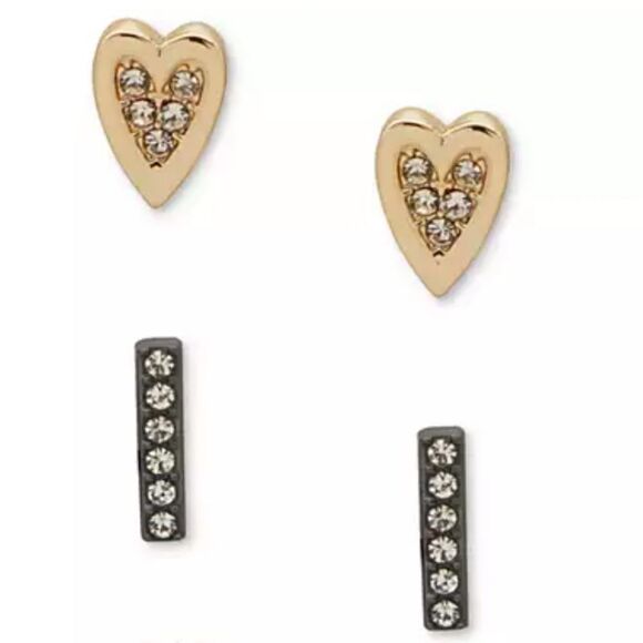 Karl Lagerfeld Jewelry - Karl Lagerfeld 2-Pc. Set Pavé Heart Stud